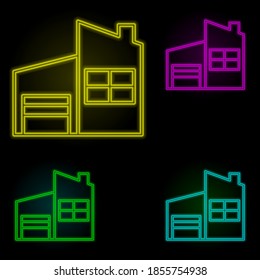 building neon color set icon. Simple thin line, outline vector of building landmarks icons for ui and ux, website or mobile application