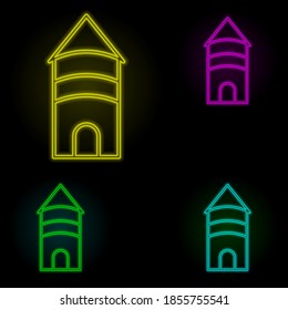 building neon color set icon. Simple thin line, outline vector of building landmarks icons for ui and ux, website or mobile application