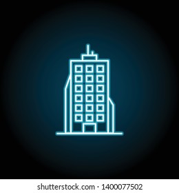 building neon icon. Simple thin line, outline vector of Buildings icons for UI and UX, website or mobile application on dark blue gradient background