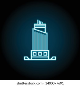 building neon icon. Simple thin line, outline vector of Buildings icons for UI and UX, website or mobile application on dark blue gradient background
