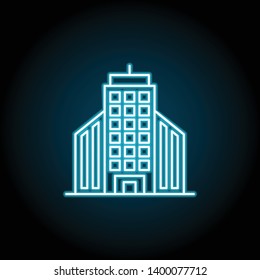 building neon icon. Simple thin line, outline vector of Buildings icons for UI and UX, website or mobile application on dark blue gradient background