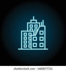 building neon icon. Simple thin line, outline vector of Buildings icons for UI and UX, website or mobile application on dark blue gradient background