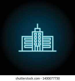 building neon icon. Simple thin line, outline vector of Buildings icons for UI and UX, website or mobile application on dark blue gradient background