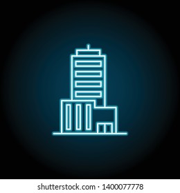 building neon icon. Simple thin line, outline vector of Buildings icons for UI and UX, website or mobile application on dark blue gradient background
