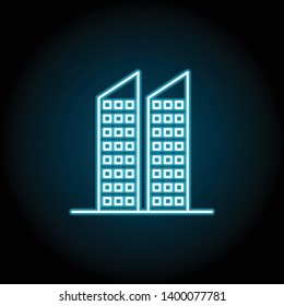 building neon icon. Simple thin line, outline vector of Buildings icons for UI and UX, website or mobile application on dark blue gradient background