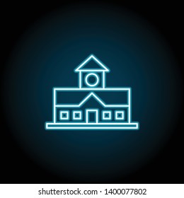building neon icon. Simple thin line, outline vector of Buildings icons for UI and UX, website or mobile application on dark blue gradient background