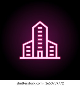 Building neon icon. Simple thin line, outline vector of building icons for ui and ux, website or mobile application