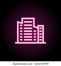 Building neon icon. Simple thin line, outline vector of building icons for ui and ux, website or mobile application