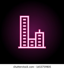 Building neon icon. Simple thin line, outline vector of building icons for ui and ux, website or mobile application
