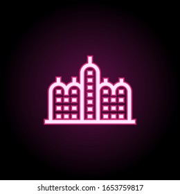 Building neon icon. Simple thin line, outline vector of building icons for ui and ux, website or mobile application
