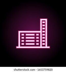Building neon icon. Simple thin line, outline vector of building icons for ui and ux, website or mobile application
