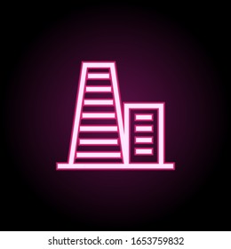 Building neon icon. Simple thin line, outline vector of building icons for ui and ux, website or mobile application