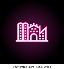 Building neon icon. Simple thin line, outline vector of building icons for ui and ux, website or mobile application