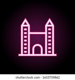 Baut Neonsymbol. Einfache dünne Linie, Vektorillustration von Gebäudesymbolen für i und ux, Website oder mobile Anwendungen