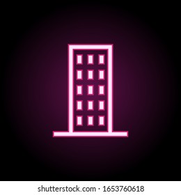 Building neon icon. Simple thin line, outline vector of building icons for ui and ux, website or mobile application