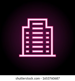 Building neon icon. Simple thin line, outline vector of building icons for ui and ux, website or mobile application