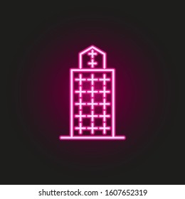 Building neon style icon. Simple thin line, outline vector of building icons for ui and ux, website or mobile application