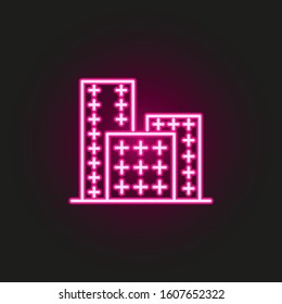 Building neon style icon. Simple thin line, outline vector of building icons for ui and ux, website or mobile application
