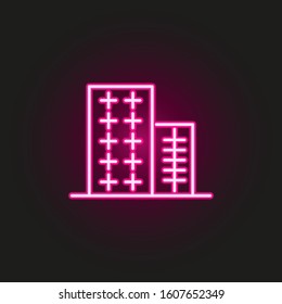 Building neon style icon. Simple thin line, outline vector of building icons for ui and ux, website or mobile application