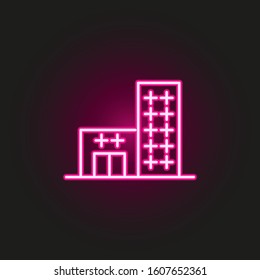 Building neon style icon. Simple thin line, outline vector of building icons for ui and ux, website or mobile application