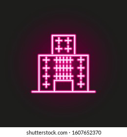 Building neon style icon. Simple thin line, outline vector of building icons for ui and ux, website or mobile application