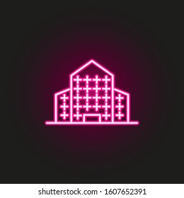 Building neon style icon. Simple thin line, outline vector of building icons for ui and ux, website or mobile application