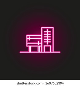 Building neon style icon. Simple thin line, outline vector of building icons for ui and ux, website or mobile application