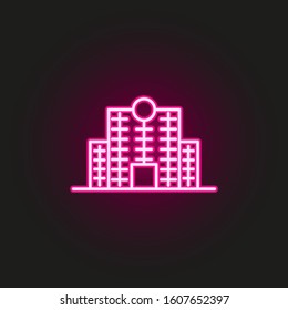 Building neon style icon. Simple thin line, outline vector of building icons for ui and ux, website or mobile application