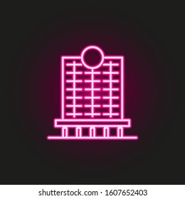 Building neon style icon. Simple thin line, outline vector of building icons for ui and ux, website or mobile application