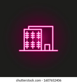 Building neon style icon. Simple thin line, outline vector of building icons for ui and ux, website or mobile application