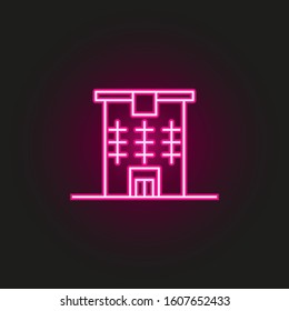 Building neon style icon. Simple thin line, outline vector of building icons for ui and ux, website or mobile application