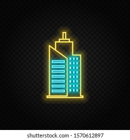 building neon vector icon. Vector transparent background