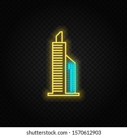 building neon vector icon. Vector transparent background