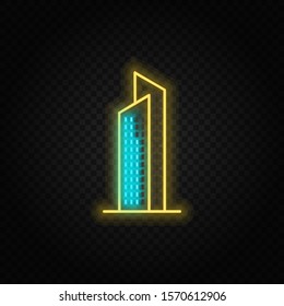 building neon vector icon. Vector transparent background