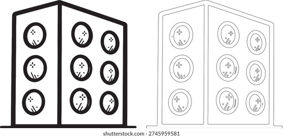 Building with nine circular windows in rows architecture