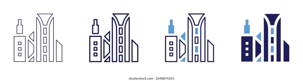 Building noise icon in 4 different styles. Thin Line, Line, Bold Line, Duotone. Duotone style. Editable stroke.