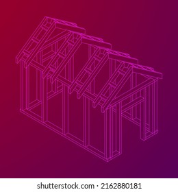 Construir objeto o enmarcar casa. Marco de construcción de invernadero. Ilustración del vector de la casa cálida. Imagen de concepto de invernadero