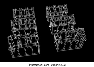 Building object or framing house. Greenhouse construction frame. Warm house Vector illustration. Glasshouse concept image