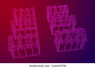 Building object or framing house. Greenhouse construction frame. Warm house Vector illustration. Glasshouse concept image