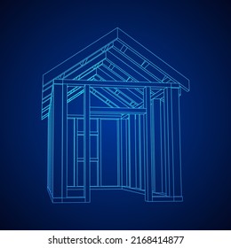 Building object or framing house. Greenhouse construction frame. Warm house Vector illustration. Glasshouse concept image