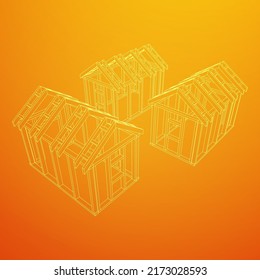 Building object or framing house. Greenhouse construction frame. Warm house Vector illustration. Glasshouse concept image