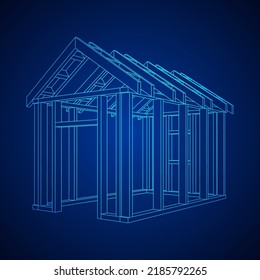Building object or framing house. Greenhouse construction frame. Warm house Vector illustration. Glasshouse concept image