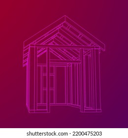 Building object or framing house. Greenhouse construction frame. Warm house Vector illustration. Glasshouse concept image