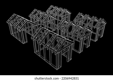Building object or framing house. Greenhouse construction frame. Warm house Vector illustration. Glasshouse concept image
