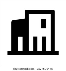 Building object icon design black and white with bold outline 