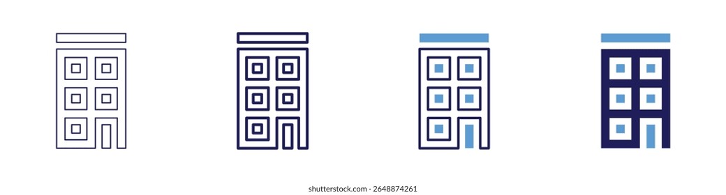 Building occupancy icon in 4 different styles. Thin Line, Line, Bold Line, Duotone. Duotone style. Editable stroke.