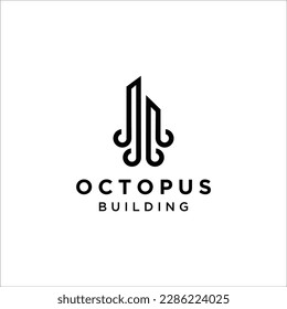 building Octopus Logo Design Vector icon illustration