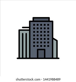 Building, Office, American  Flat Color Icon. Vector icon banner Template