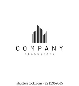 building office company line vector logo design