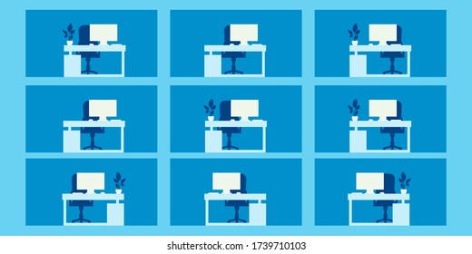 The building with office rooms. Flat design. Vector illustration